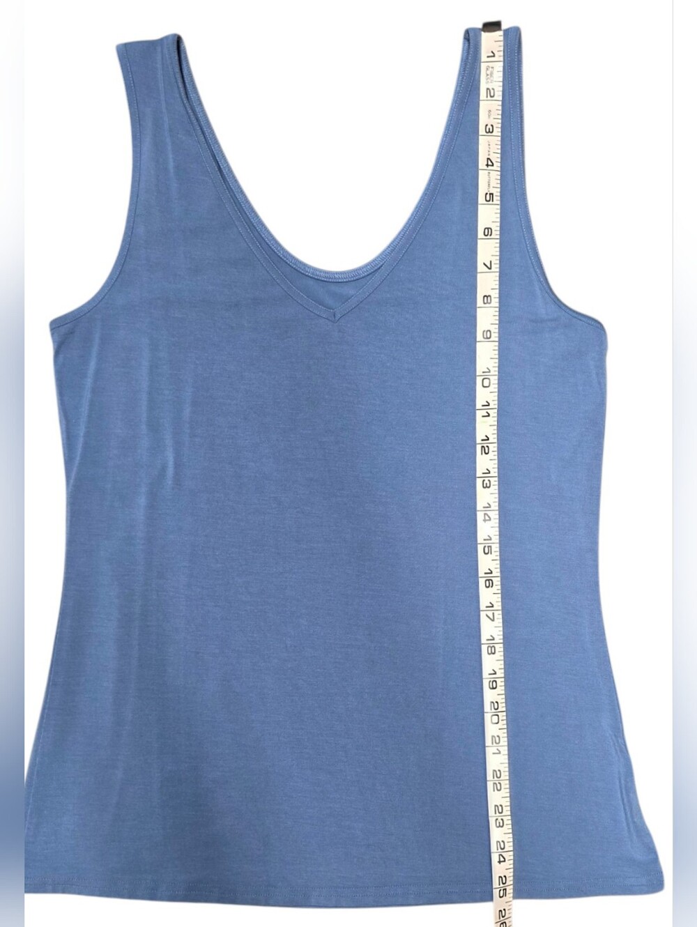 Blue V-Neck Sleeveless Tank Top Large - Picture 4 of 6